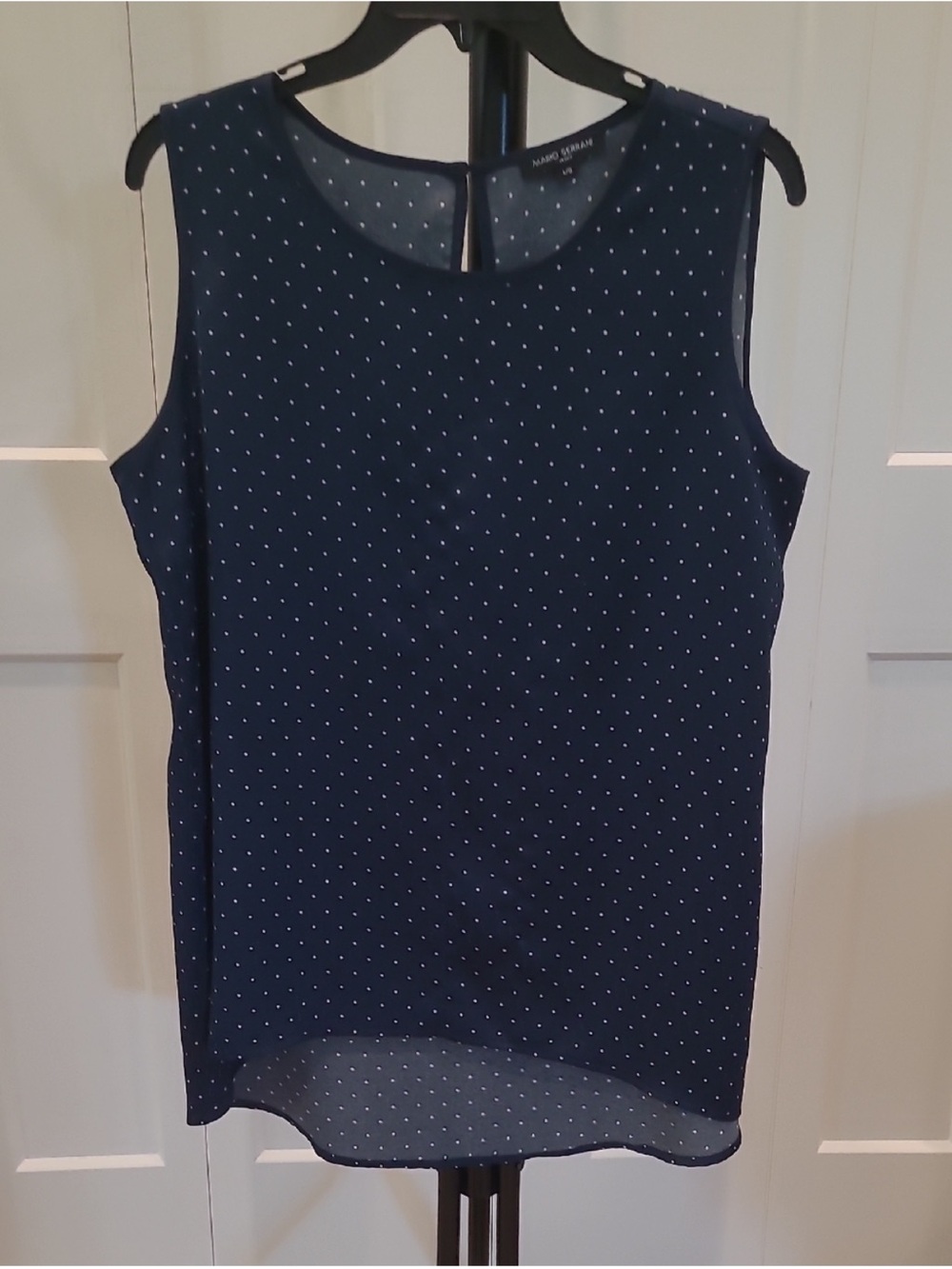 Navy Polka Dot Sleeveless Blouse - Ladies